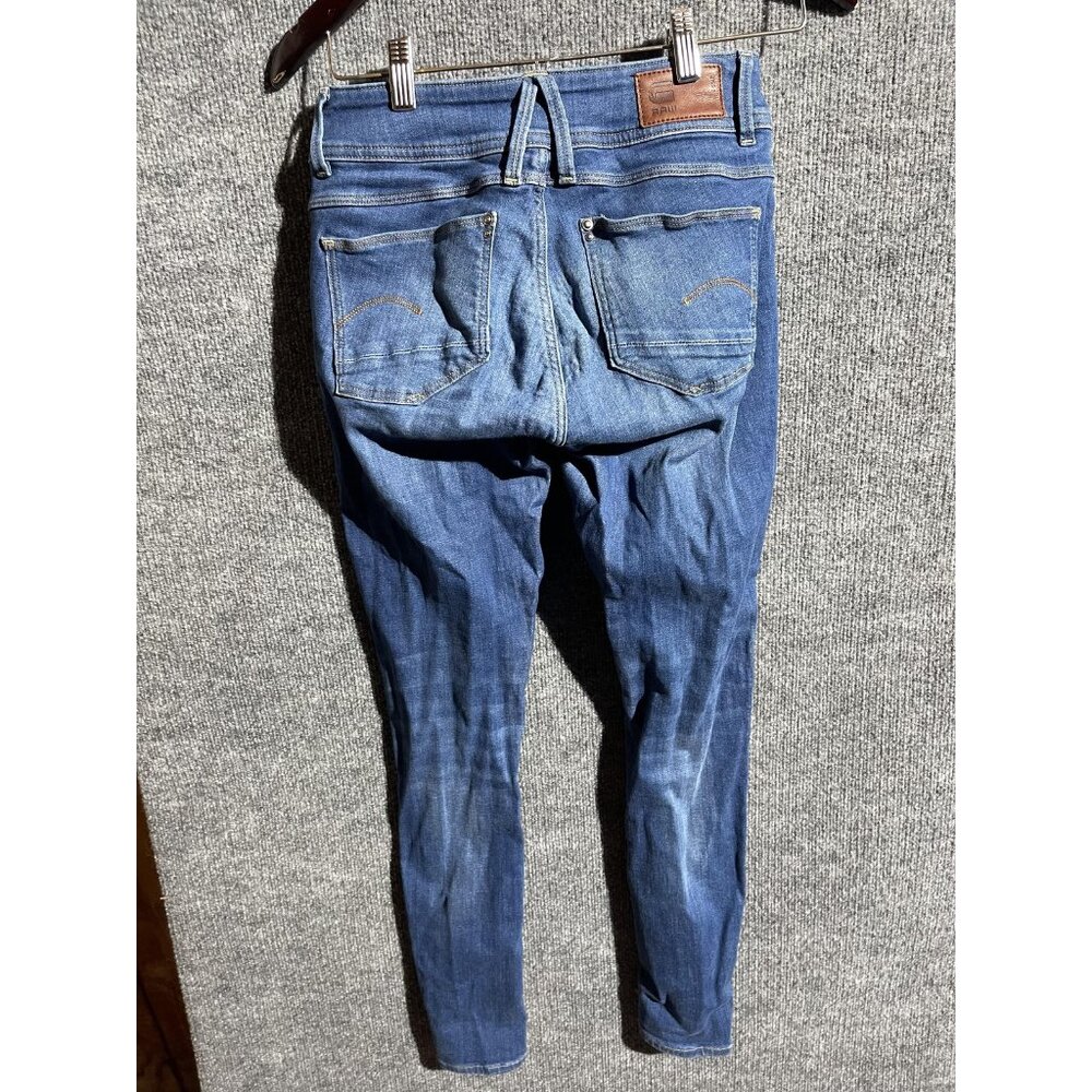 G-Star RAW Lynn Mid Skinny Jeans Womens 27x30 Blue Medium Wash Stretch Denim - Picture 2 of 11